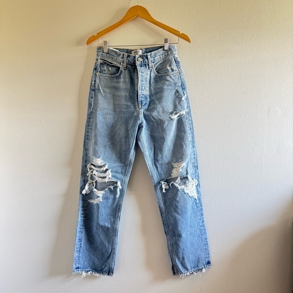 Agolde 90s Jeans Distressed Mid-Rise Button Fly Jeans size 25 - Picture 5 of 11